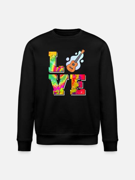 Hawaiian Ukulele Uke Tie Dye Love - Stanley/Stella ROLLER Unisex Organic Sweatshirt - black