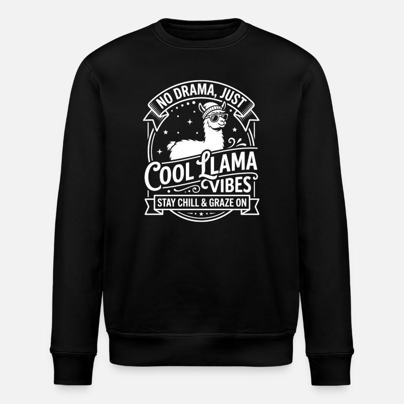 Cool Lama Vibes - No Drama - Stanley/Stella ROLLER Unisex Organic Sweatshirt - black