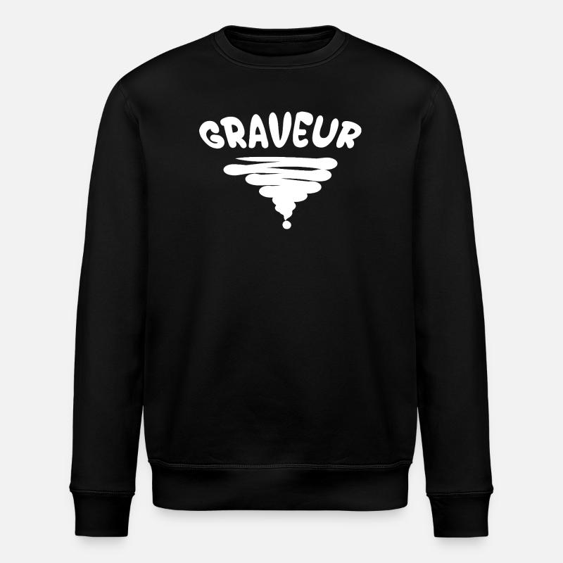 Engraver Swirl Emblem - Stanley/Stella ROLLER Unisex Organic Sweatshirt - black