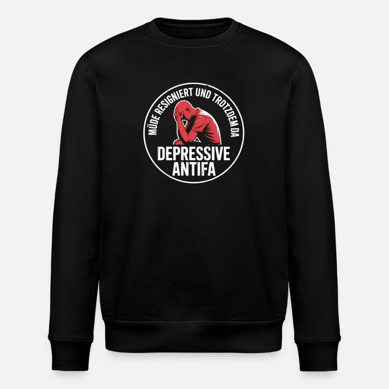 Depressive Antifa - Antifascist Merch - Stanley/Stella Unisex Bio-Sweatshirt ROLLER - Schwarz