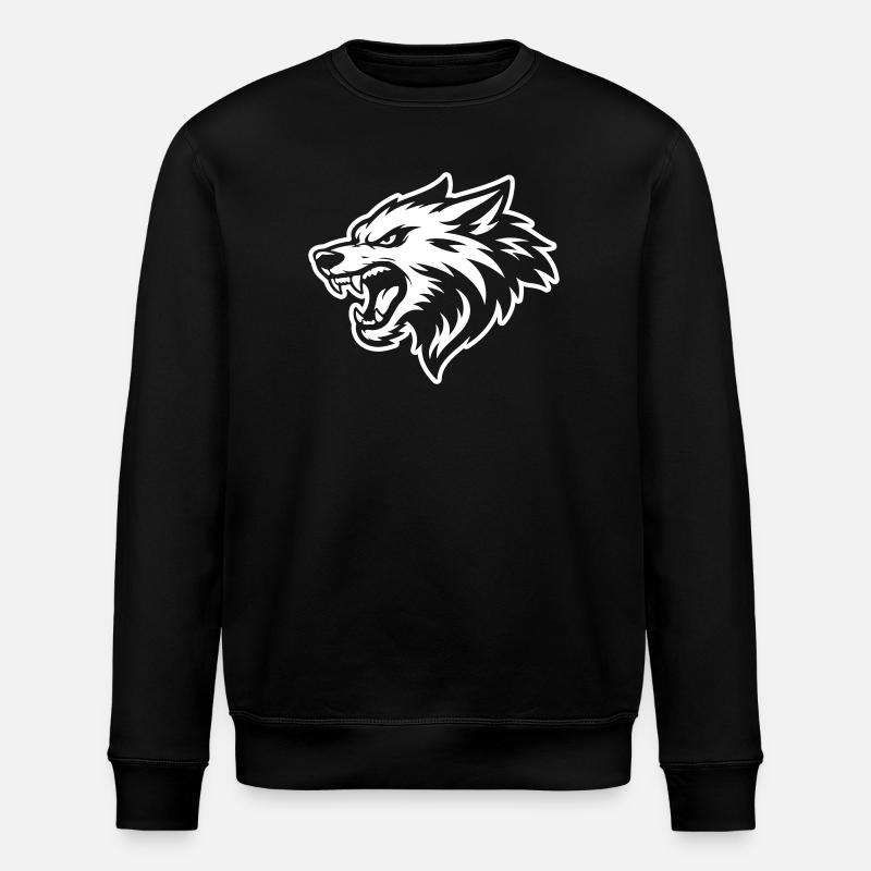 Wolf Kopf - Stanley/Stella Unisex Bio-Sweatshirt ROLLER - Schwarz