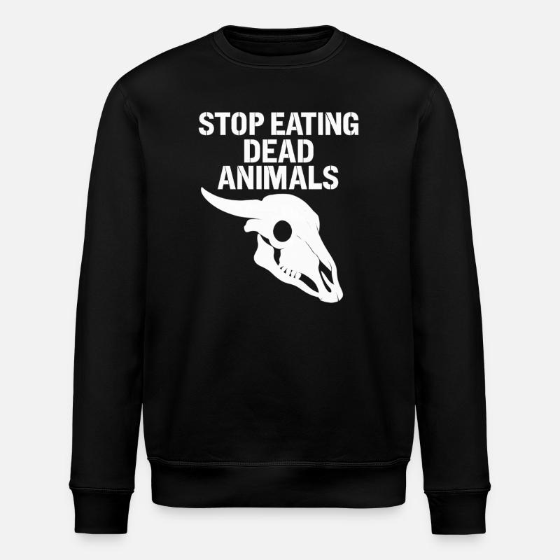 Stop Eating Dead Animals Skull - Stanley/Stella ROLLER Unisex Organic Sweatshirt - black