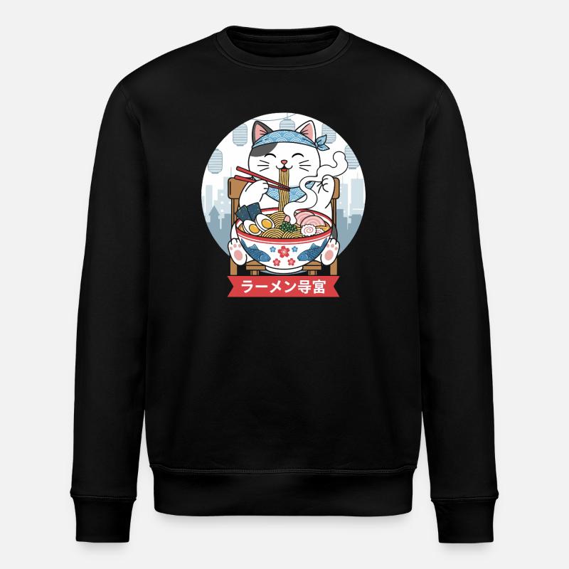 Neko Ramen Feast - Stanley/Stella ROLLER Unisex Organic Sweatshirt - black