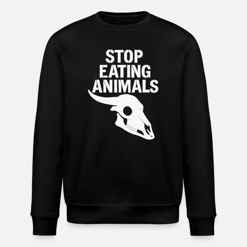 Stop Eating Animals Skull - Stanley/Stella ROLLER Unisex Organic Sweatshirt - black