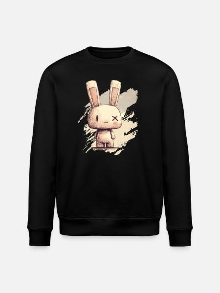 Cute rabbit with X-eyes - Stanley/Stella ROLLER Unisex Organic Sweatshirt - black