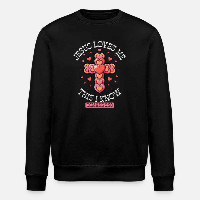 Cross Hearts Jesus Loves Me - Stanley/Stella ROLLER Unisex Organic Sweatshirt - black