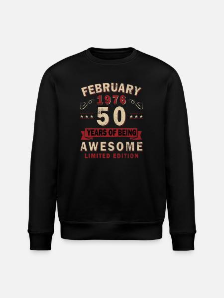 50th Anniversary – Year – February 1976 - Stanley/Stella ROLLER Unisex Organic Sweatshirt - black
