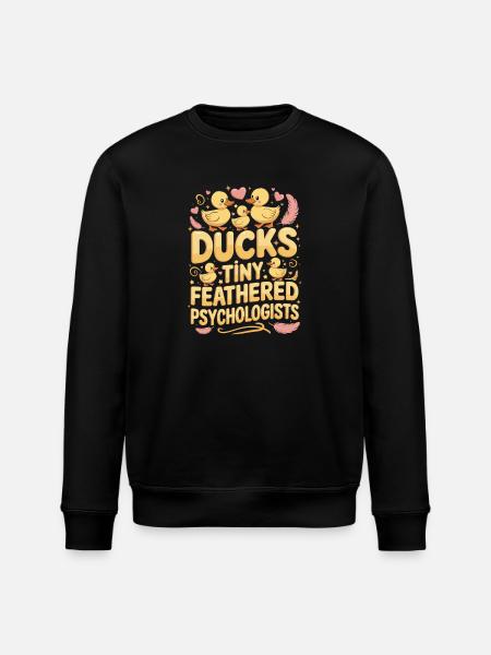 Ducks Tiny Feathered Psychologists Funny Ducks - Stanley/Stella ROLLER Unisex Organic Sweatshirt - black