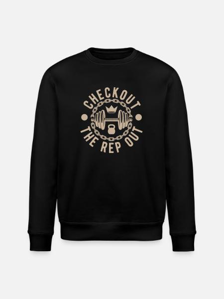 Fitness Motivation Bodybuilder Checkout The Rap - Stanley/Stella ROLLER Unisex Organic Sweatshirt - black
