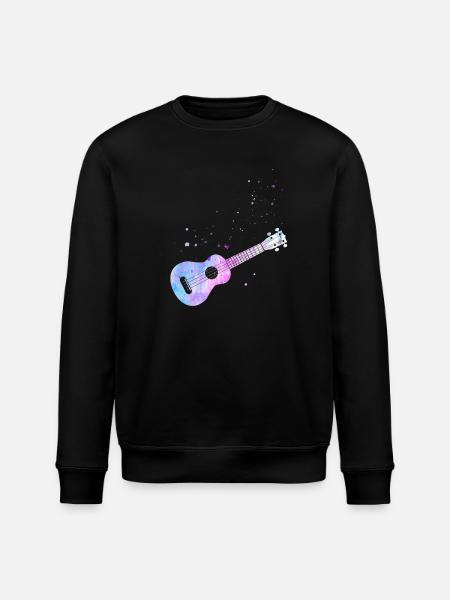 Aquarelle ukulélé hawaïen - Sweat bio ROLLER Stanley/Stella Unisexe - noir