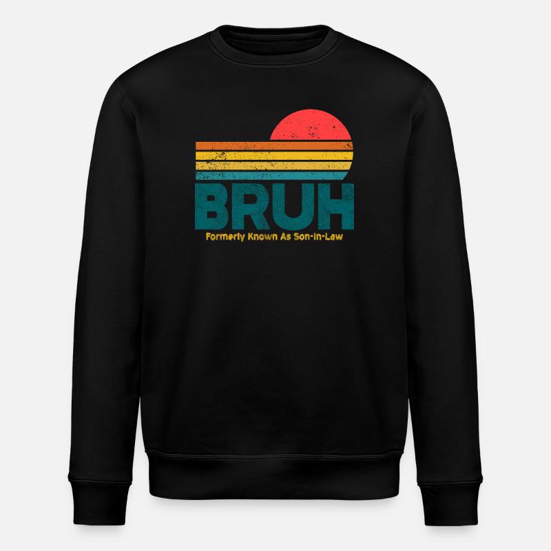 Bruh Sunset Retro Meme Design - Stanley/Stella ROLLER Unisex Organic Sweatshirt - black