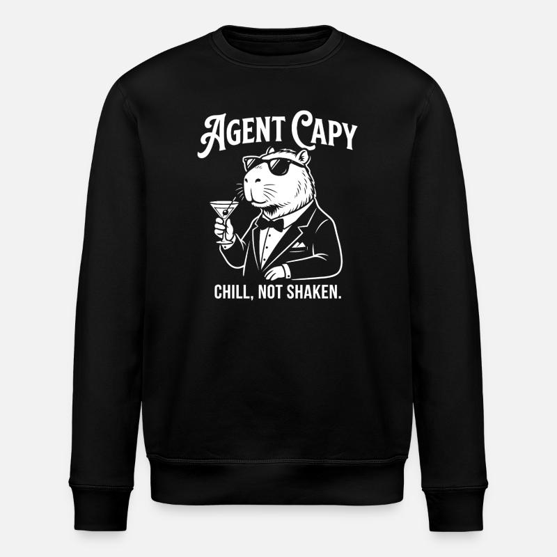 Agent Capybara - Cool Guinea Pig Spy - Stanley/Stella ROLLER Unisex Organic Sweatshirt - black