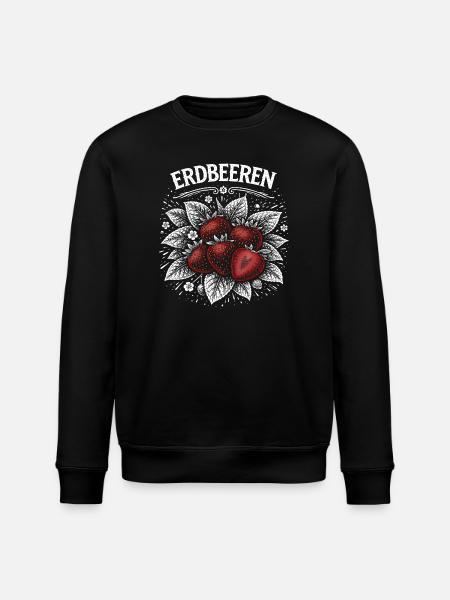Erdbeeren Kontrast Illustration - Stanley/Stella Unisex Bio-Sweatshirt ROLLER - Schwarz