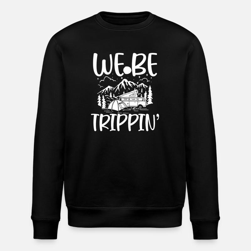 We Be Trippin: Camper Mountains - Stanley/Stella Unisex Bio-Sweatshirt ROLLER - Schwarz