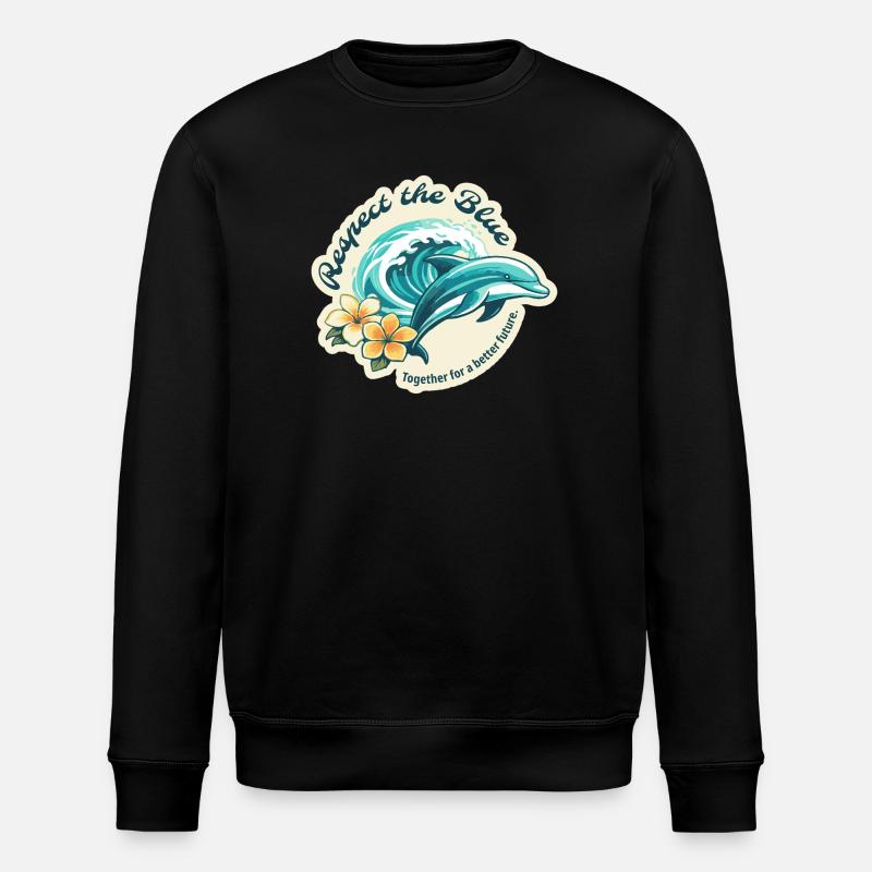 Protect the Blue - Dolphin - Stanley/Stella ROLLER Unisex Organic Sweatshirt - black