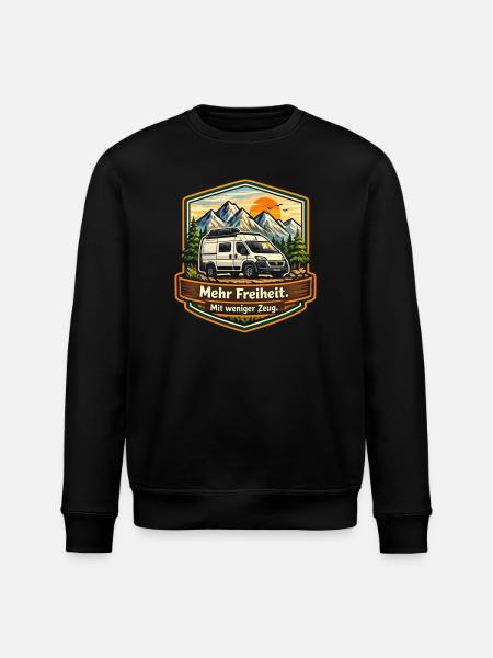 Camping-More Freedom-With Less Stuff-Camper - Stanley/Stella ROLLER Unisex Organic Sweatshirt - black
