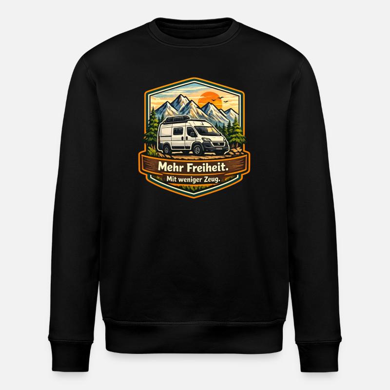 Camping—Plus de liberté—avec moins de choses—camper - Sweat bio ROLLER Stanley/Stella Unisexe - noir