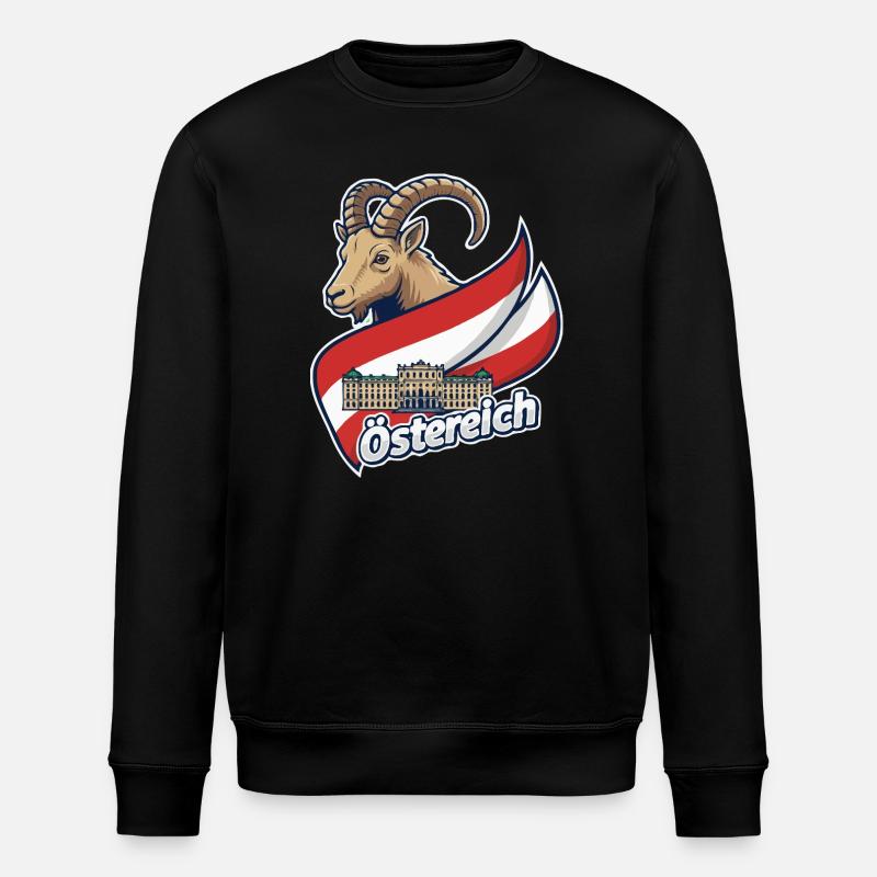 Bouquetin avec drapeau autrichien - Sweat bio ROLLER Stanley/Stella Unisexe - noir