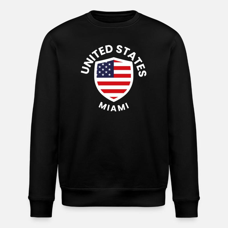 Miami Flag Shield - Stanley/Stella ROLLER Unisex Organic Sweatshirt - black