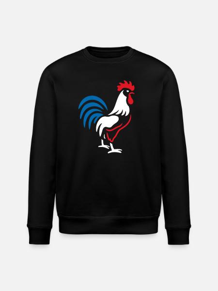 Vibrant blue red rooster - Stanley/Stella ROLLER Unisex Organic Sweatshirt - black