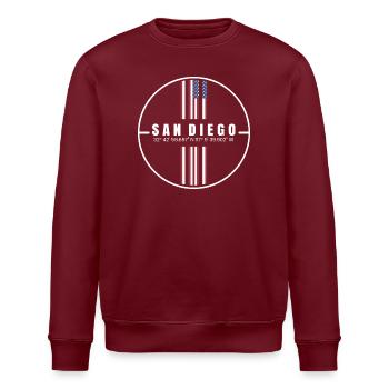 San Diego Koordinaten - Stanley/Stella Unisex Bio-Sweatshirt ROLLER - Burgunderrot - Vorne - Nik (191cm)