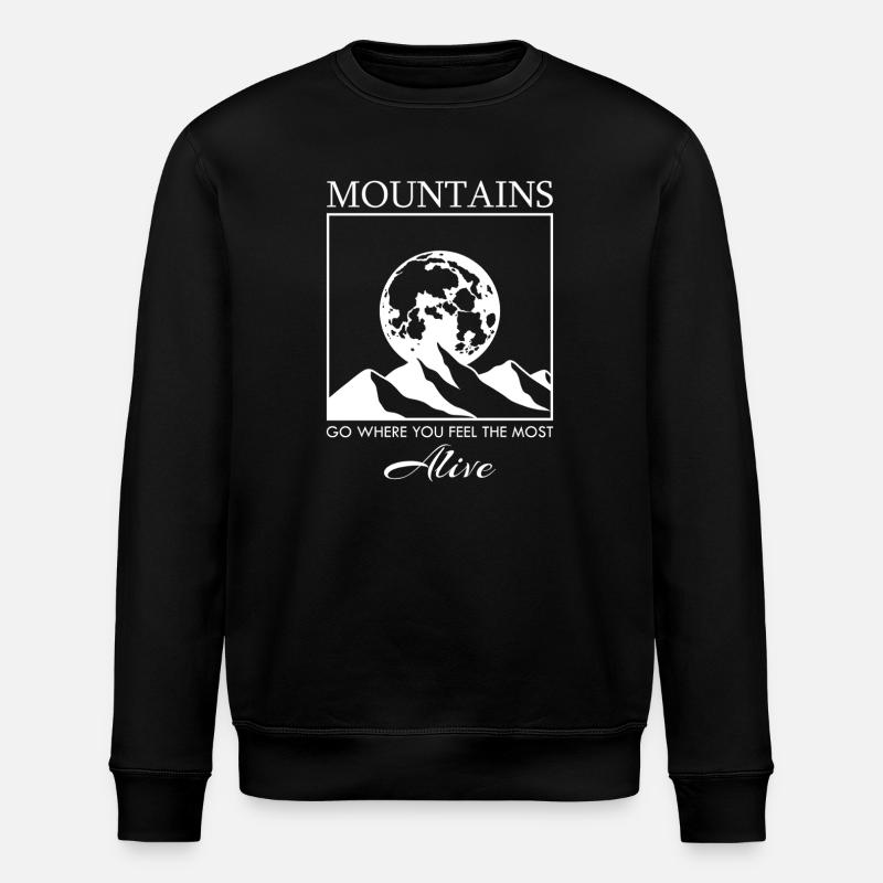 Mountain Range with the Moon - Stanley/Stella ROLLER Unisex Organic Sweatshirt - black