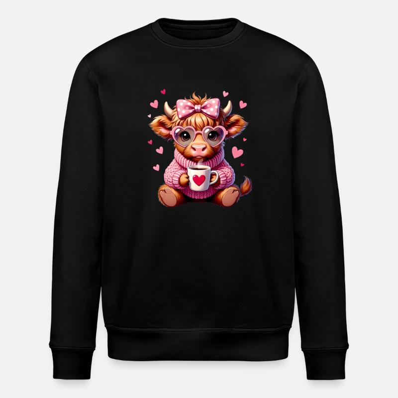 Süßes Liebes Kaffee Kälbchen Mit Herz - Stanley/Stella Unisex Bio-Sweatshirt ROLLER - Schwarz