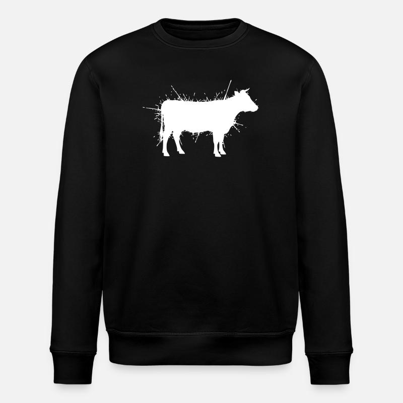 Cow Silhouette Grunge Splash Vector - Stanley/Stella ROLLER Unisex Organic Sweatshirt - black