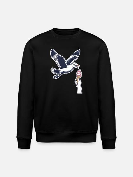 Lustige Möwe Stiehlt Eiscreme - Stanley/Stella ROLLER Unisex Organic Sweatshirt - black