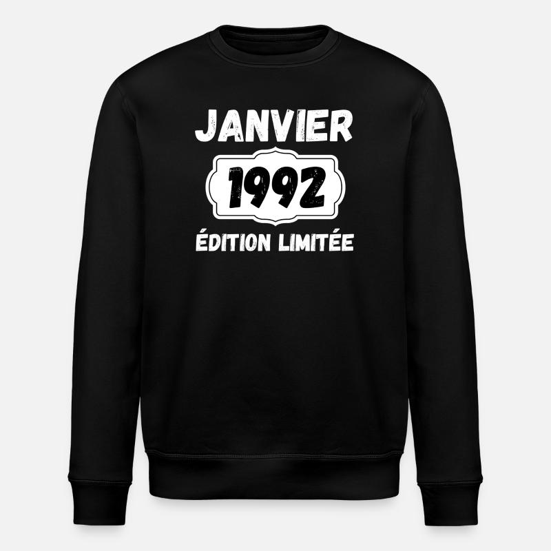 Janvier 1992 Édition Limitée Anniversaire - Sweat bio ROLLER Stanley/Stella Unisexe - noir
