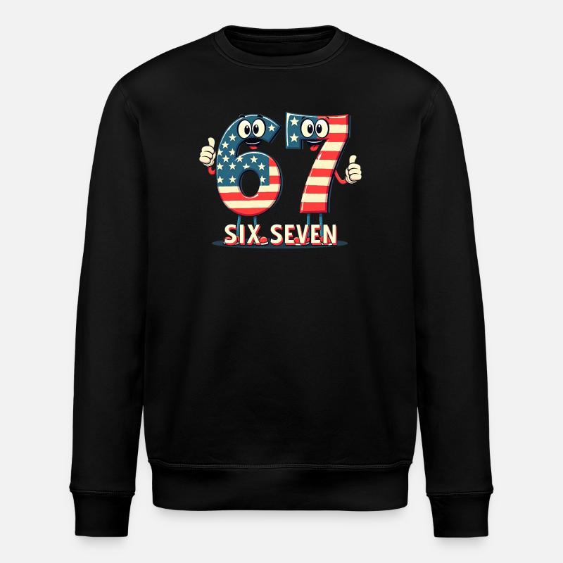 US Flag 67 Memes Six Seven - Stanley/Stella Unisex Bio-Sweatshirt ROLLER - Schwarz