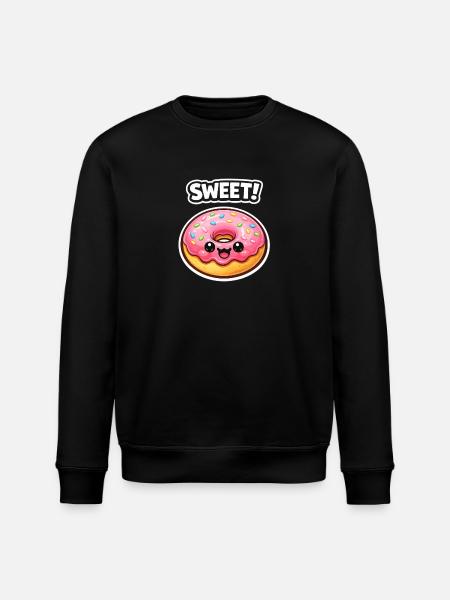 Kawaii Donut Pink Frosting - Stanley/Stella ROLLER Unisex Organic Sweatshirt - black
