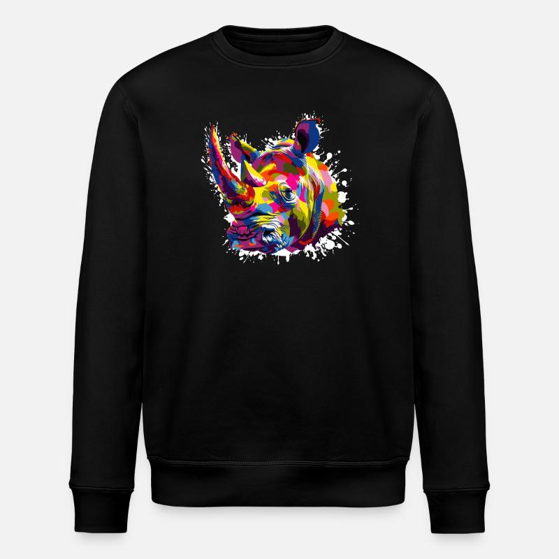 Nashorn Pop Art Tier - Stanley/Stella Unisex Bio-Sweatshirt ROLLER - Schwarz