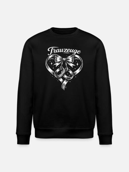 Herz Schleife Ringe Trauzeichen - Stanley/Stella Unisex Bio-Sweatshirt ROLLER - Schwarz