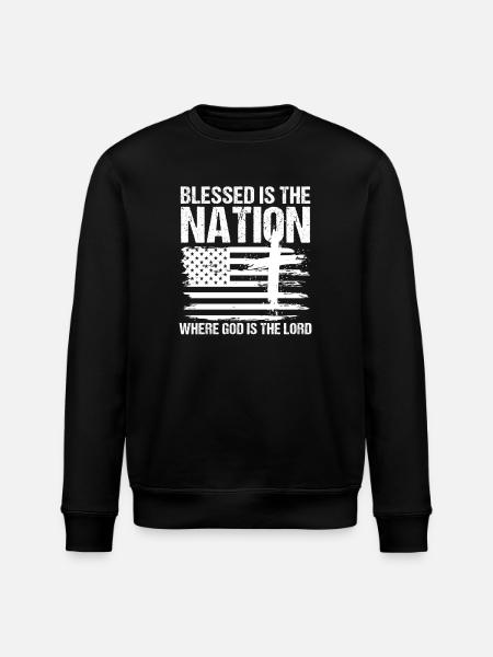 Faith and Nation Flags Design - Stanley/Stella ROLLER Unisex Organic Sweatshirt - black