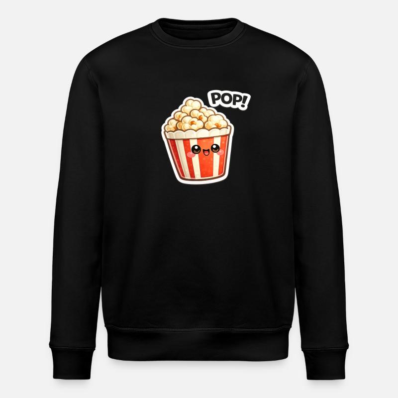 Kawaii Popcorn Lächel-Design - Stanley/Stella Unisex Bio-Sweatshirt ROLLER - Schwarz