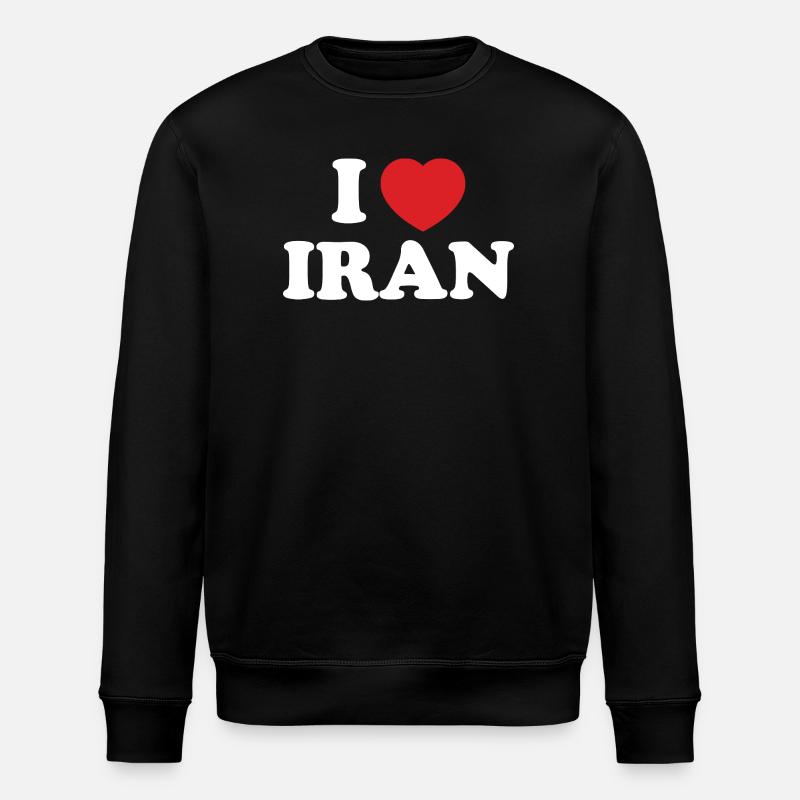 I Love Iran Heart Emblem - Stanley/Stella ROLLER Unisex Organic Sweatshirt - black