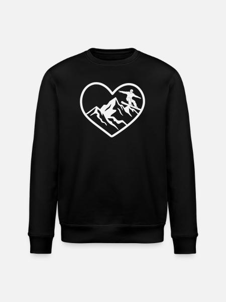 Heart, mountains and snowboarders - Stanley/Stella ROLLER Unisex Organic Sweatshirt - black