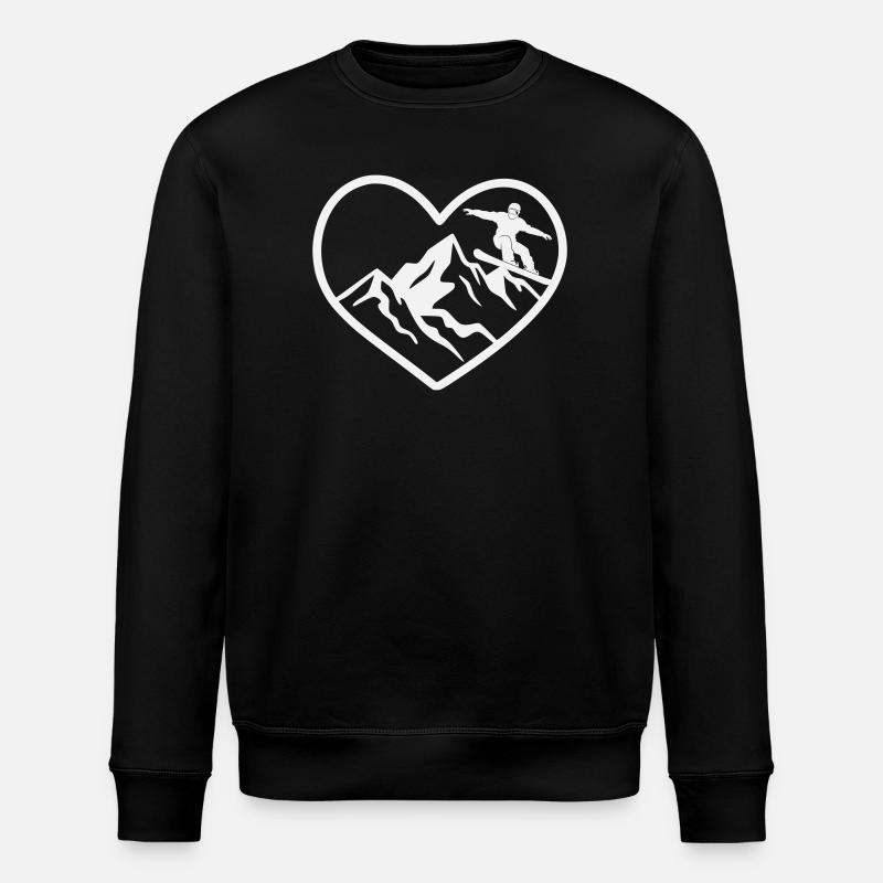 Herz, Berge und Snowboarder - Stanley/Stella Unisex Bio-Sweatshirt ROLLER - Schwarz