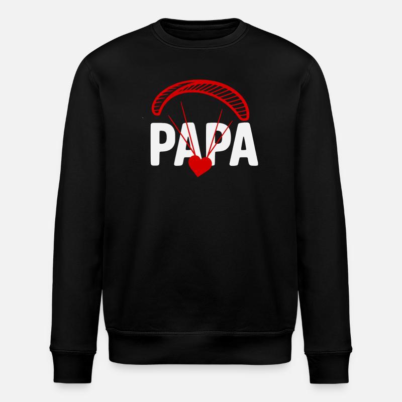 Dad Paraglider with Heart - Stanley/Stella ROLLER Unisex Organic Sweatshirt - black