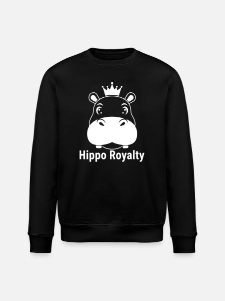 Hippo Royalty Hippo King Saying - Stanley/Stella ROLLER Unisex Organic Sweatshirt - black