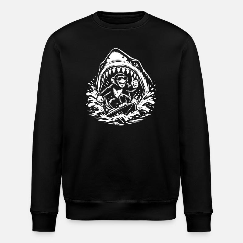 Surfaffe in Shark Wave - Stanley/Stella Unisex Bio-Sweatshirt ROLLER - Schwarz