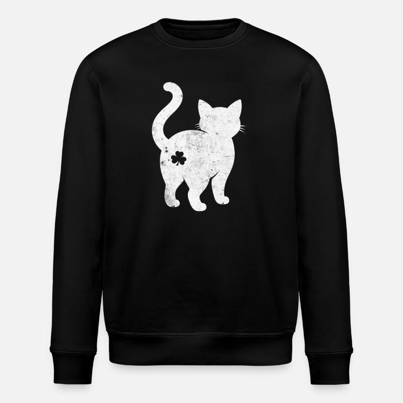 Silhouette de chat avec trèfle - Sweat bio ROLLER Stanley/Stella Unisexe - noir
