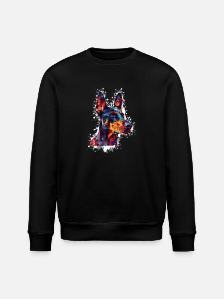 Farbiger Hund Kopf - Stanley/Stella Unisex Bio-Sweatshirt ROLLER - Schwarz
