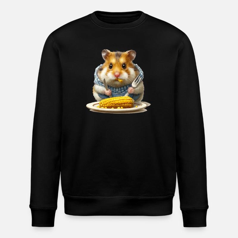 Küchenhamster beim Maisfest - Stanley/Stella Unisex Bio-Sweatshirt ROLLER - Schwarz