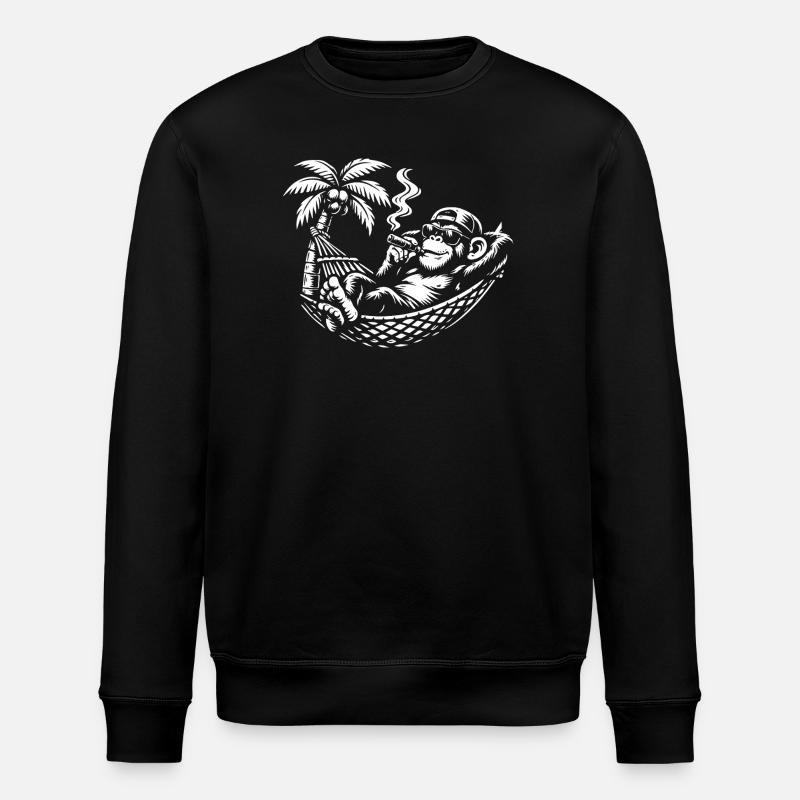 Chill Monkey Hammock Cigar - Stanley/Stella ROLLER Unisex Organic Sweatshirt - black