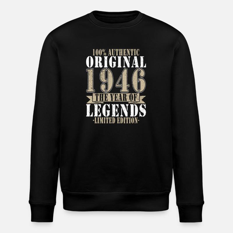 Né en 1946 Anniversaire - Sweat bio ROLLER Stanley/Stella Unisexe - noir