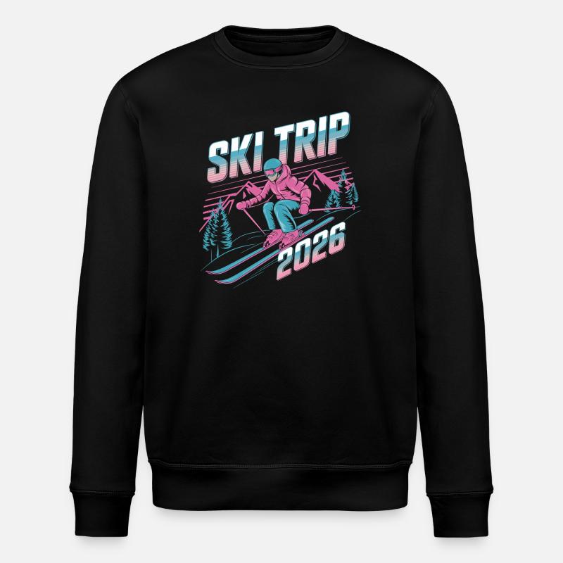 SkiTrip 2026 Retro Neon - Stanley/Stella Unisex Bio-Sweatshirt ROLLER - Schwarz