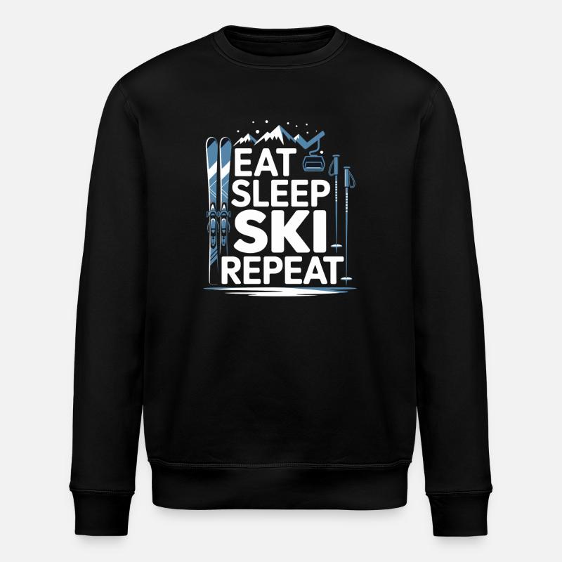 Eat Sleep Ski Repeat - Stanley/Stella ROLLER Unisex Organic Sweatshirt - black