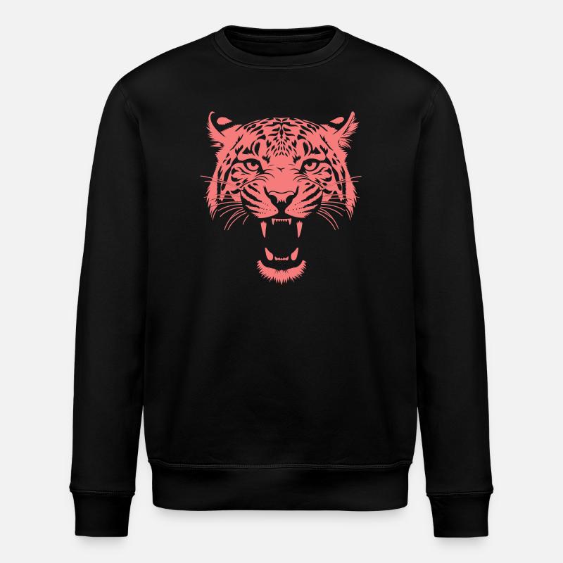Tête de tigre néon rose - Sweat bio ROLLER Stanley/Stella Unisexe - noir